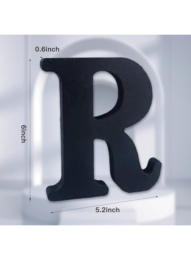 مرفا شرائح حروف خشبية ديكورية قائمة بذاتها – أسود – 6 بوصات (R) - Image 2